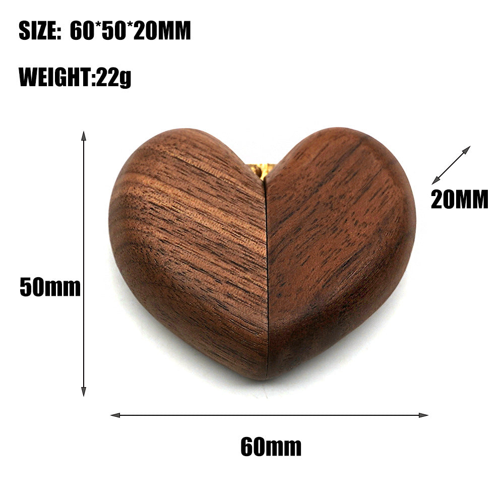 Veile Studios Black Walnut Wood Heart Shaped Ring Box Elegant Engagement & Wedding Holder Jewelry Collector's