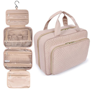 Pink Hanging Toiletry Bag Makeup Travel Organizer Set Portable Multi Compartment Storage For Cosmetics And Toiletries