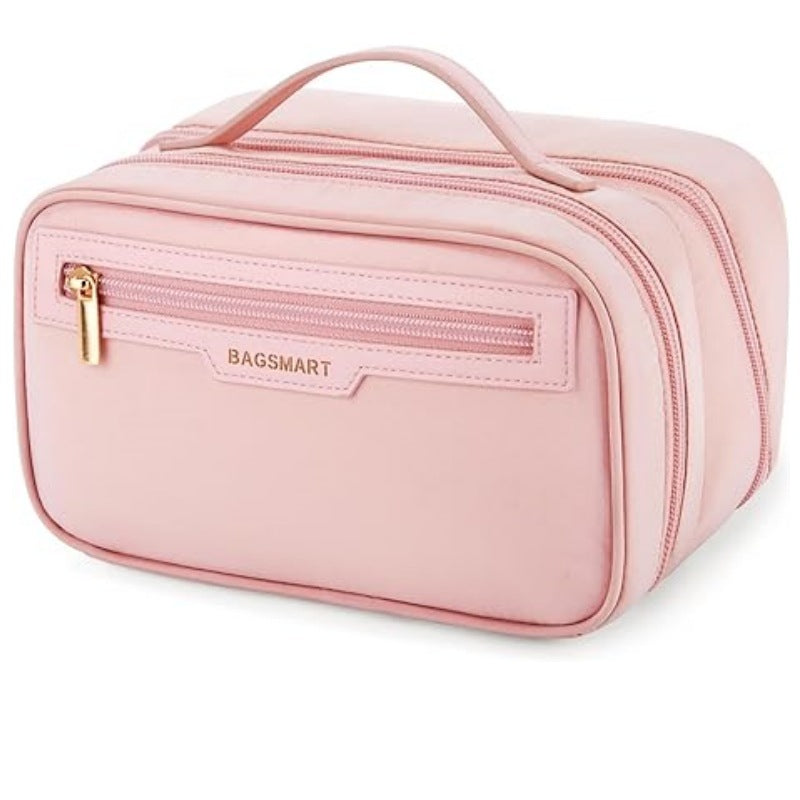 Pink Travel Makeup Organizer Portable Cosmetic Storage Box For Toiletries And Cosmetics