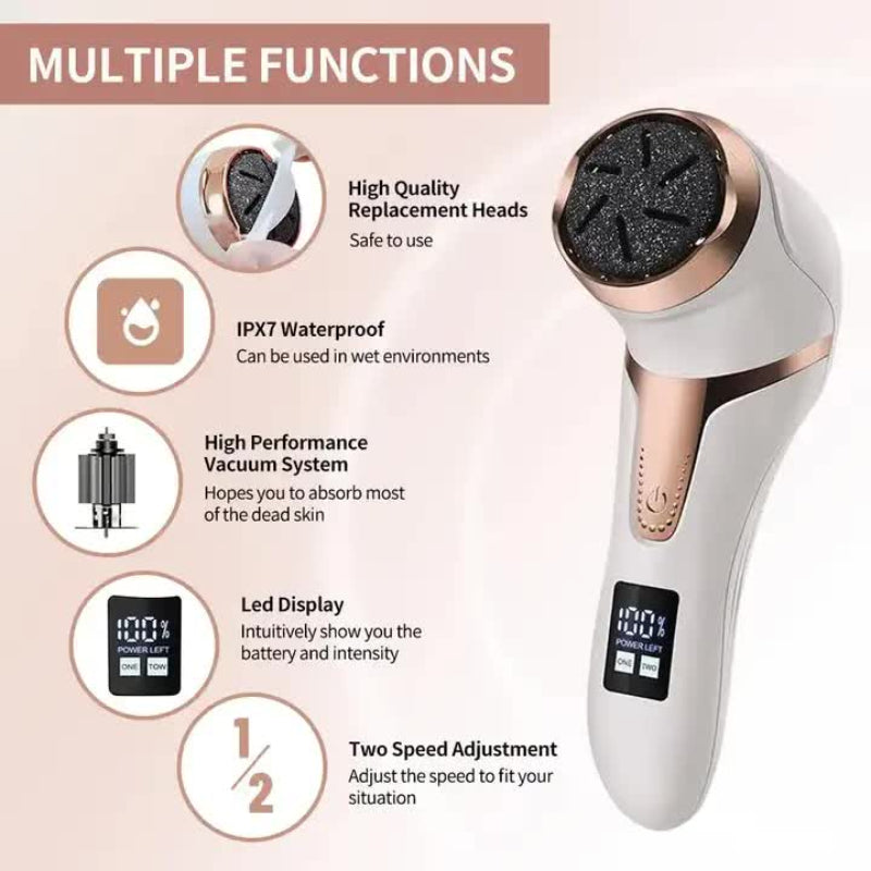 Black Electric Foot Callus Remover Rechargeable Waterproof Pedicure Tool With Automatic Dead Skin Removal