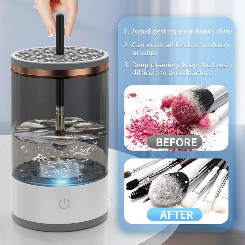 Black Usb Powered Automatic Makeup Brush Cleaner Fast Hygienic And Easy To Use Cleaning Machine