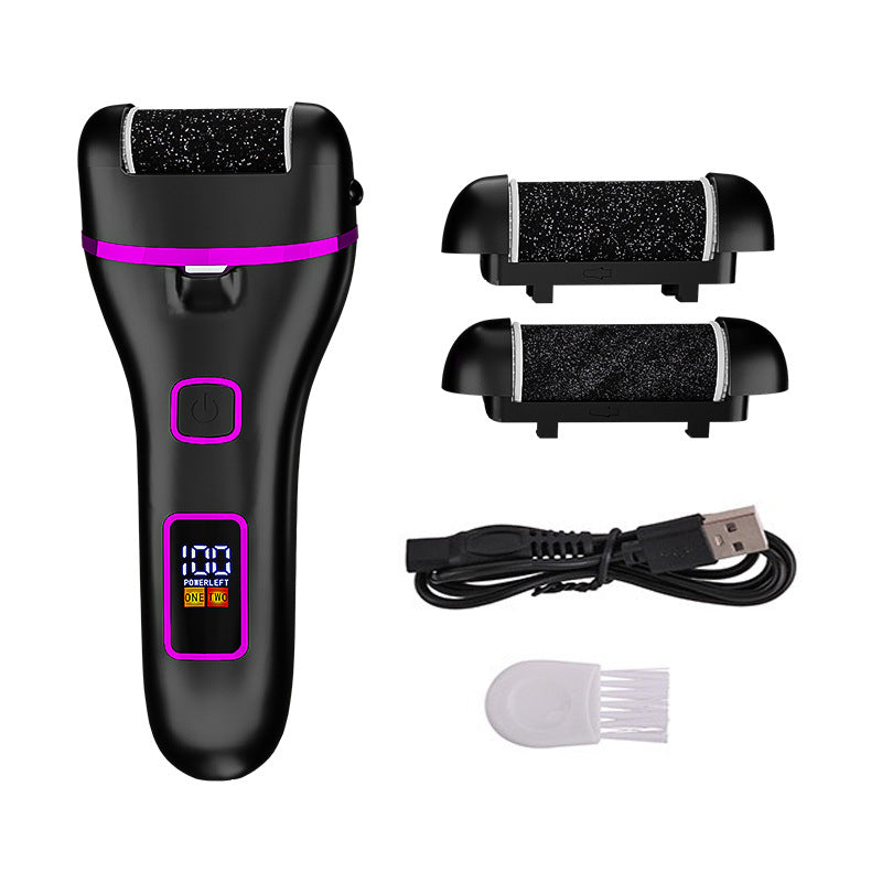 017 Black Electric Foot Callus Remover Rechargeable Waterproof Pedicure Tool With Automatic Dead Skin Removal