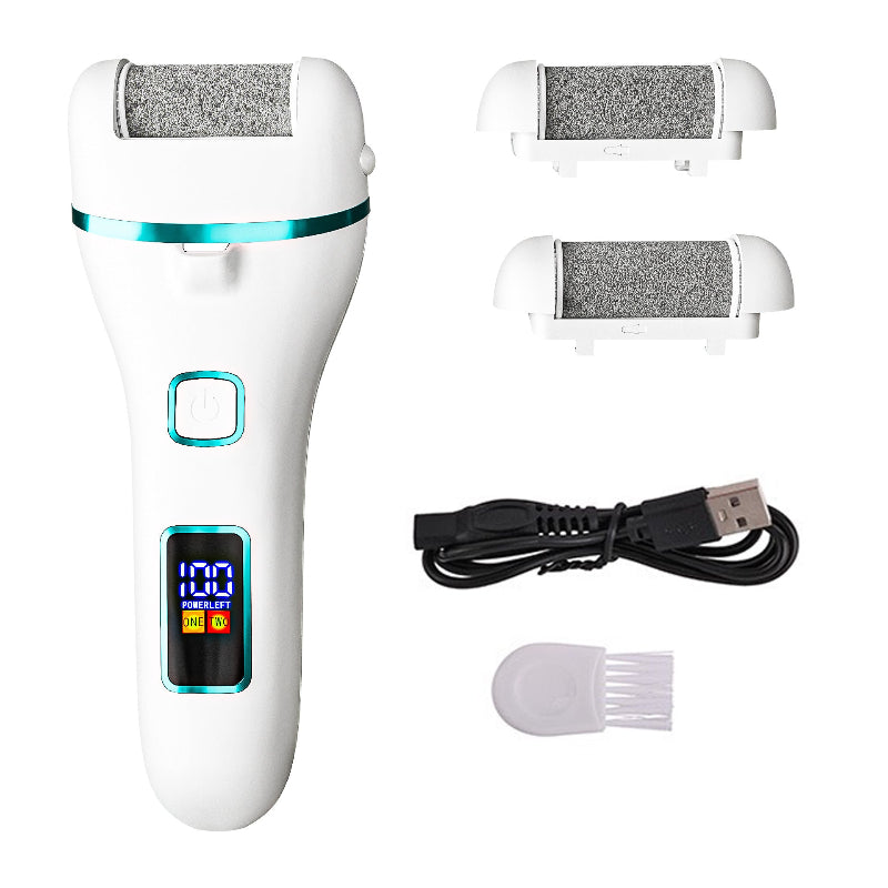 017 White Electric Foot Callus Remover Rechargeable Waterproof Pedicure Tool With Automatic Dead Skin Removal