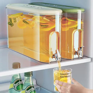 Green Refrigerator Cold Water Jug With Tap 4L Large Capacity Sealed Beverage Dispenser For Juice And