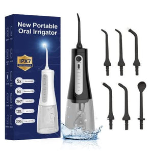 Black Portable Rechargeable Water Flosser Handheld Oral Irrigator For Teeth & Gums