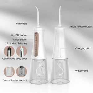 Black Portable Rechargeable Water Flosser Handheld Oral Irrigator For Teeth & Gums