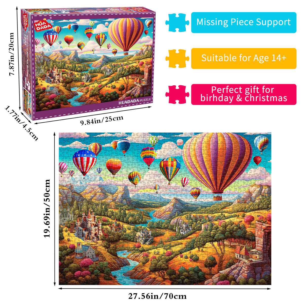 1000 Piece Hot Air Balloon Adventure Jigsaw Puzzle For Adults Difficult Paper With Beautiful Scenery Stress Relief And C