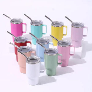 3Oz Blue Sublimation Mini Car Cup 304 Stainless Steel Straw Beer Portable Insulated Whiskey Shot Glass Perfect For On Th