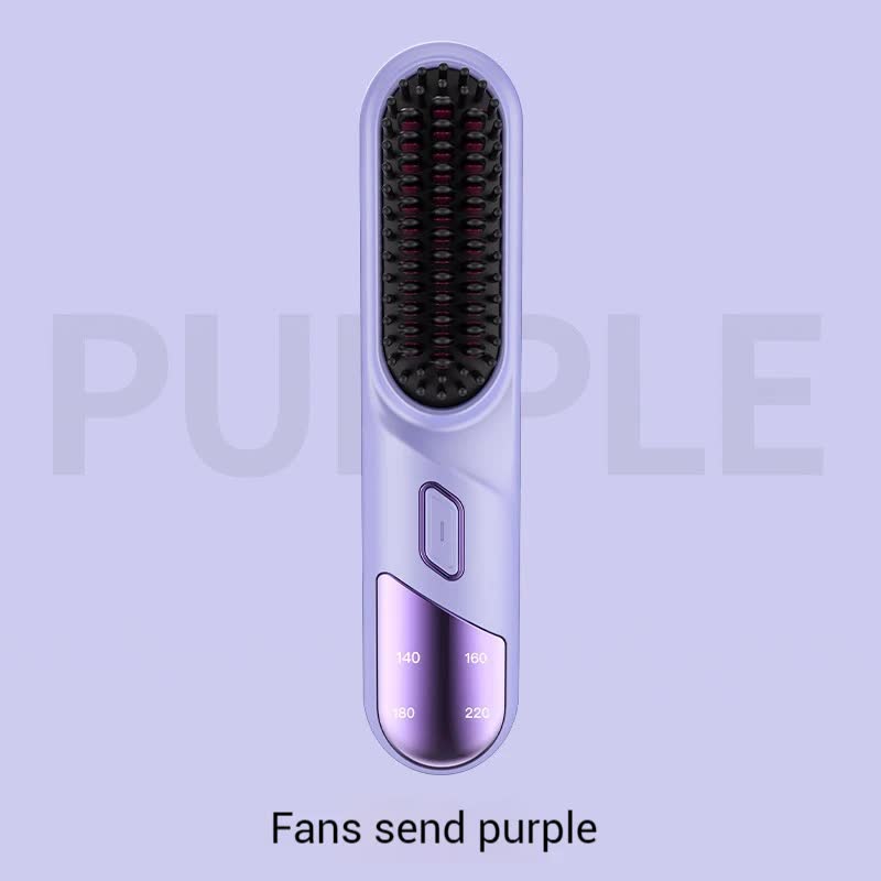 Purple 2 In 1 Rechargeable Hair Straightener And Curler Portable Styling Comb Dual Function Flat Iron Curling Wand Perfe