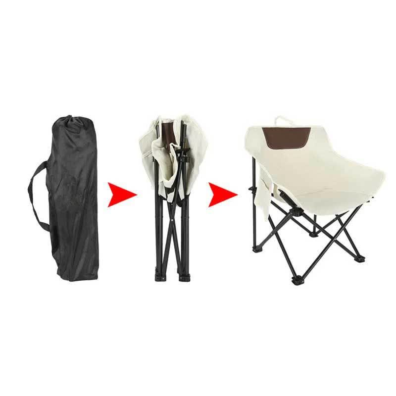 White Outdoor Folding Camping Chair Portable Lounge Lightweight Beach Fishing Stool And Picnic Seat Perfect For Adventur