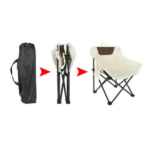 White Outdoor Folding Camping Chair Portable Lounge Lightweight Beach Fishing Stool And Picnic Seat Perfect For Adventur