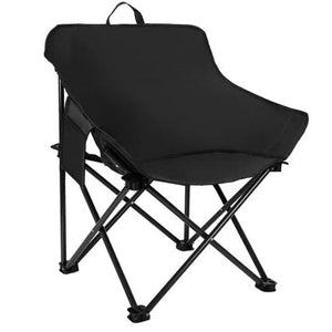 Black Outdoor Folding Camping Chair Portable Lounge Lightweight Beach Fishing Stool And Picnic Seat Perfect For Adventur