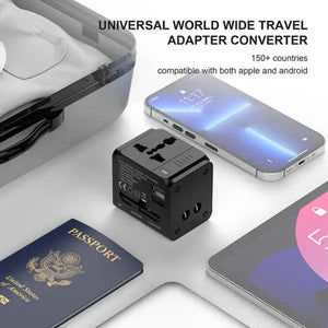 Dual Usb Global Travel Adapter With 2.4A Current Universal Plug Socket Multi Function Power For Worldwide Use