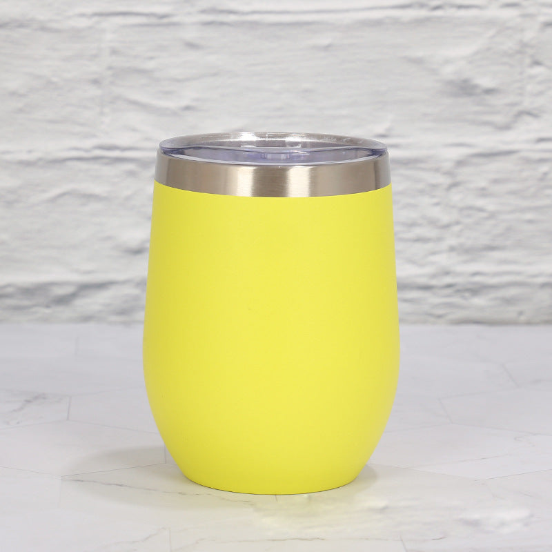 Yellow 12Oz Double Wall Vacuum 304 Eggshell Cup Mini Portable Insulated U Shaped Creative Small Beer Mug