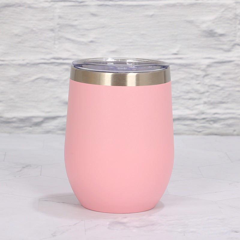 Pink 12Oz Double Wall Vacuum 304 Eggshell Cup Mini Portable Insulated U Shaped Creative Small Beer Mug