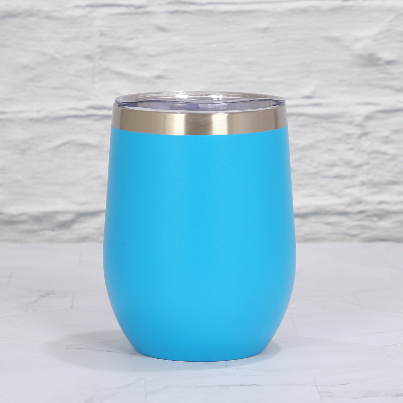 Blue 12Oz Double Wall Vacuum 304 Eggshell Cup Mini Portable Insulated U Shaped Creative Small Beer Mug