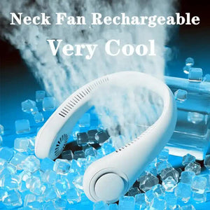 Pink Portable Neck Hanging Usb Fan Mini Hands Free Wearable Rechargeable No Blade Design For Cooling