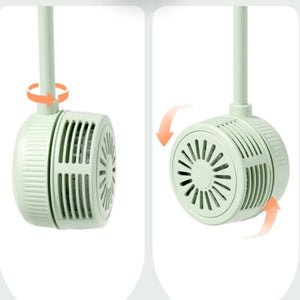 White Portable Neck Hanging Usb Fan Foldable Lazy With Strong Airflow Rechargeable Outdoor & Desktop Use