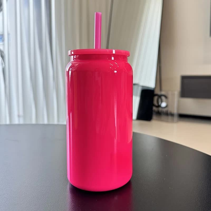 Hot Pink 16Oz 304 Stainless Steel Insulated Travel Mug Portable Outdoor Coffee Cup Double Wall Thermos For & Cold Bevera