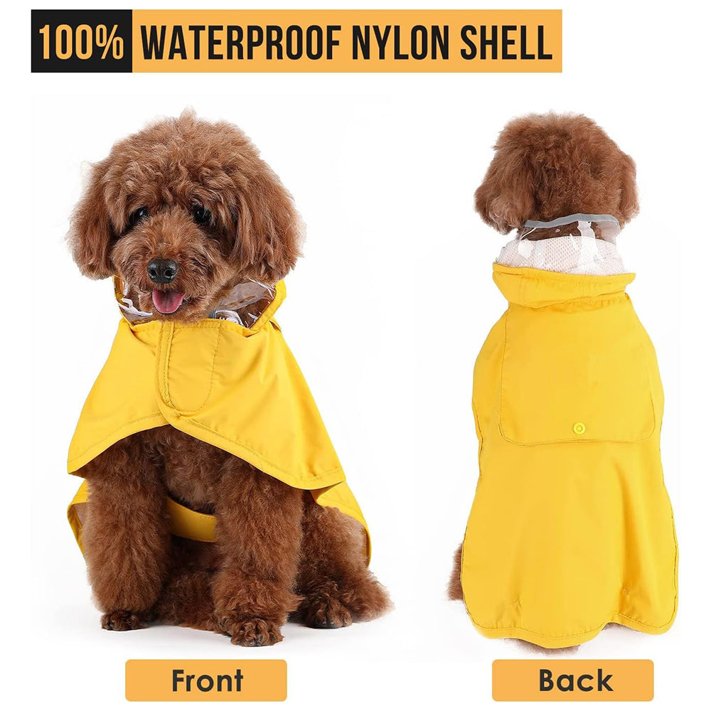 M Green Reflective Adjustable Pet Raincoat With Hood Waterproof Dog Jacket Poncho For Outdoor Protection