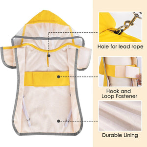 L Orange Reflective Adjustable Pet Raincoat With Hood Waterproof Dog Jacket Poncho For Outdoor Protection