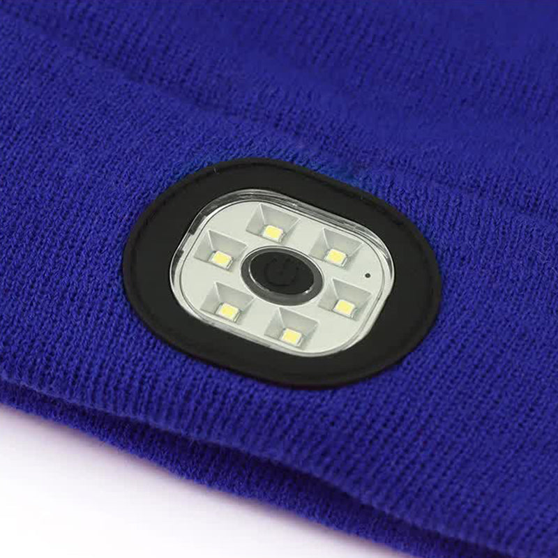 Black Led Lighting Rechargeable Detachable Knitted Hat Warm Winter Beanie With Built In Lights For Outdoor Activities An