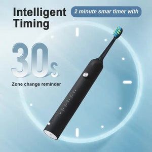 Black Electric Sonic Toothbrush Rechargeable Adult Model With Vibration Technology For Deep Clean And Oral Care