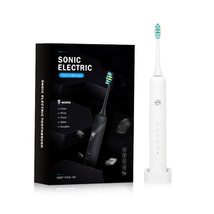 White Electric Sonic Toothbrush Rechargeable Adult Model With Vibration Technology For Deep Clean And Oral Care