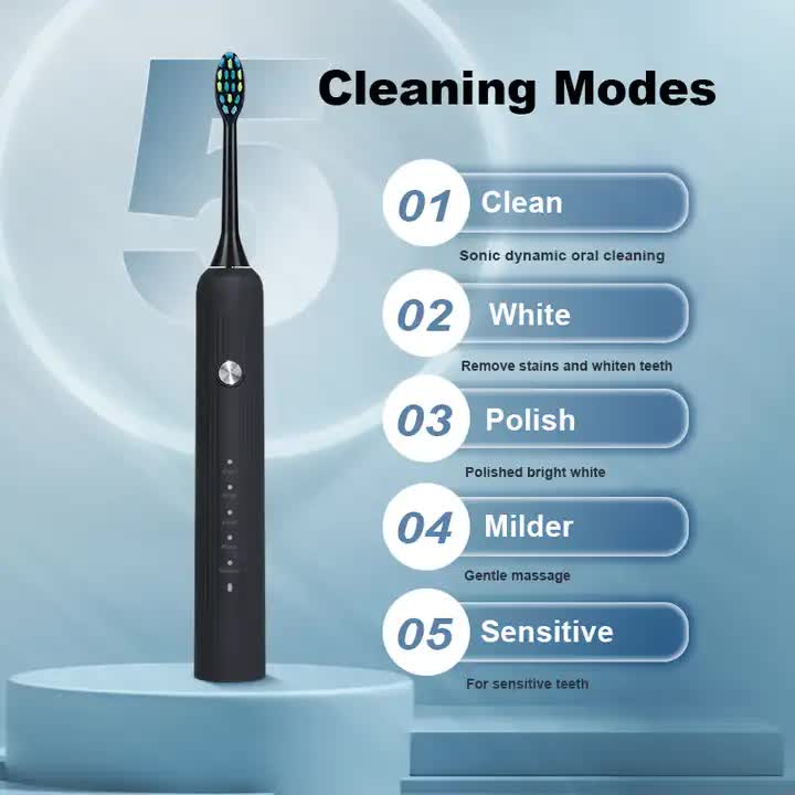 White Electric Sonic Toothbrush Rechargeable Adult Model With Vibration Technology For Deep Clean And Oral Care