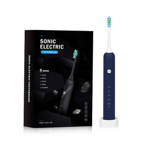 Blue Electric Sonic Toothbrush Rechargeable Adult Model With Vibration Technology For Deep Clean And Oral Care