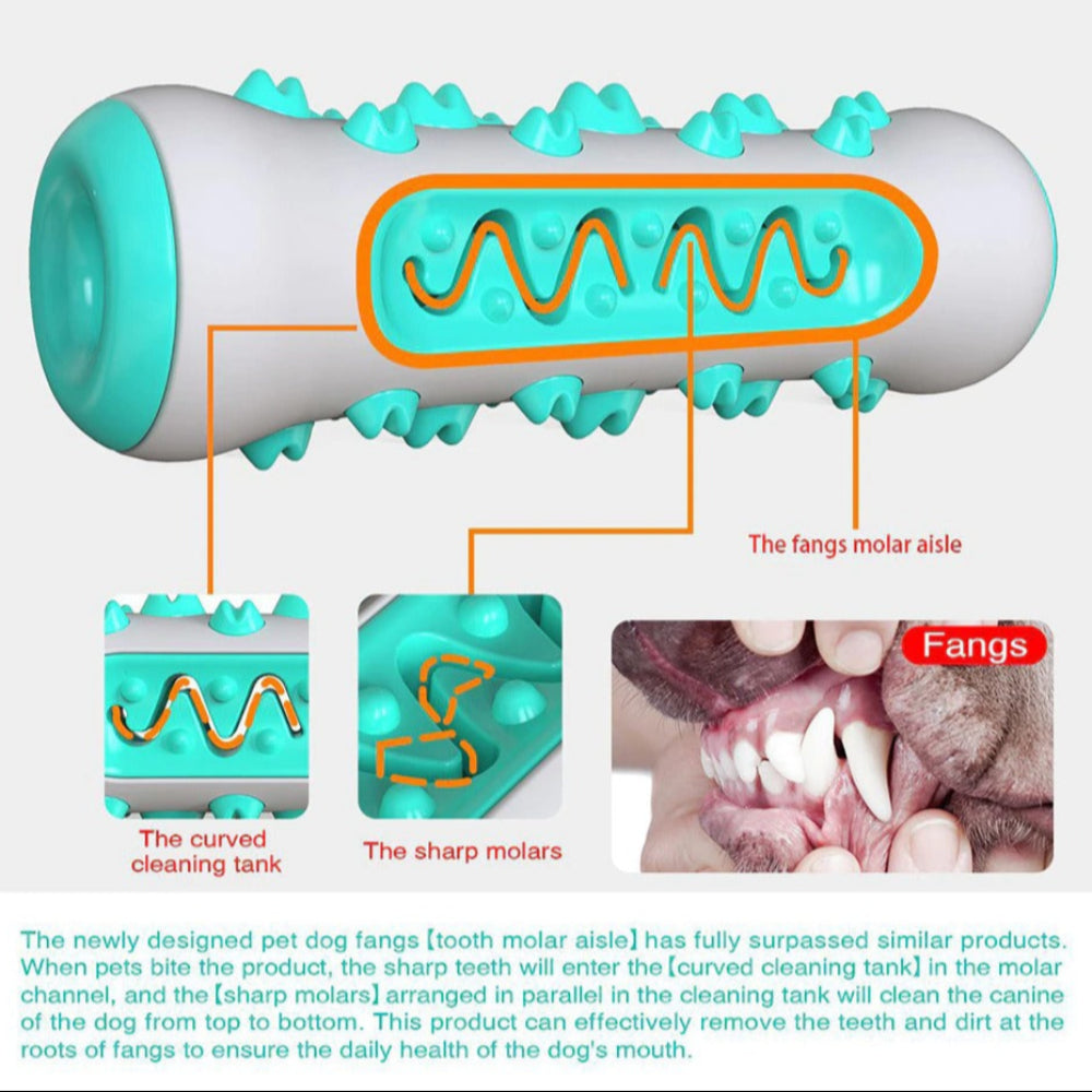 Green Dog Squeaky Toys For Aggressive Chewers Tough Toothbrush Nearly Indestructible Rubber Pet Training Teeth Cleaning