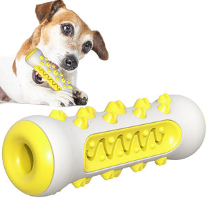 Yellow Dog Squeaky Toys For Aggressive Chewers Tough Toothbrush Nearly Indestructible Rubber Pet Training Teeth Cleaning