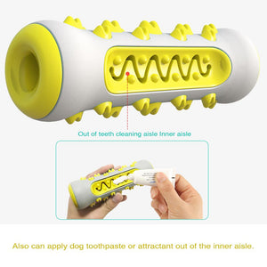 Yellow Dog Squeaky Toys For Aggressive Chewers Tough Toothbrush Nearly Indestructible Rubber Pet Training Teeth Cleaning