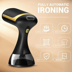 Black Handheld Garment Steamer Portable Mini Iron For Home Use Wrinkle Remover & Fabric Freshener Small Travel Friendly