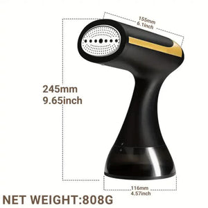 Black Handheld Garment Steamer Portable Mini Iron For Home Use Wrinkle Remover & Fabric Freshener Small Travel Friendly