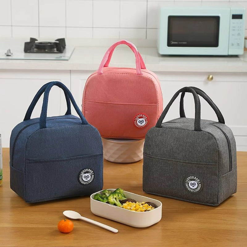 Black Insulated Lunch Bag Waterproof Oil Proof Bento For Students And Workers Thickened Aluminum Foil Carrier