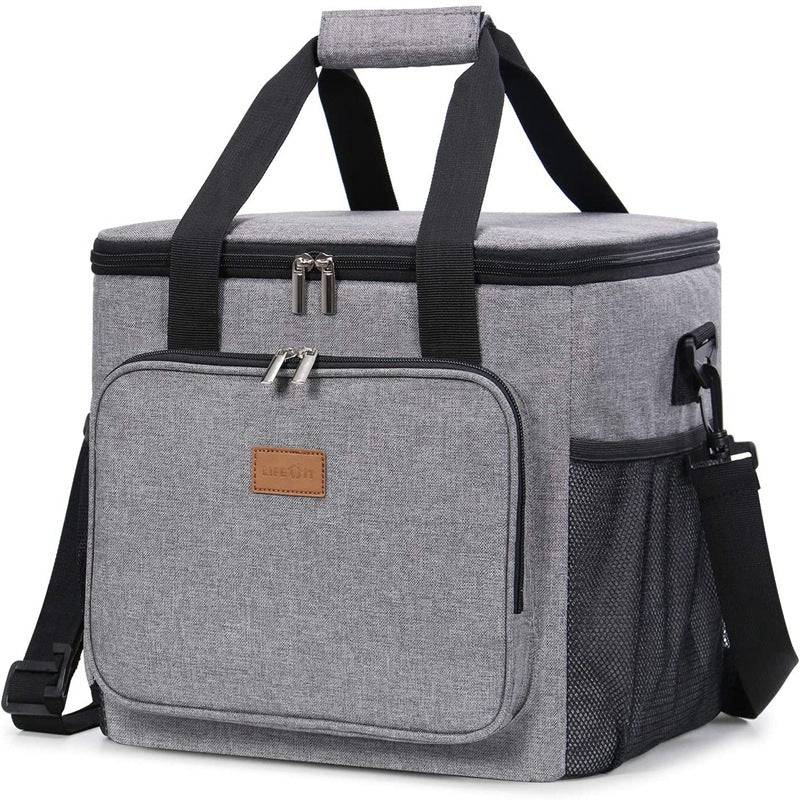 Grey Large Capacity Picnic Bag Waterproof Peva Insulated Cooler Outdoor Car Use And Shoulder Crossbody Thermo