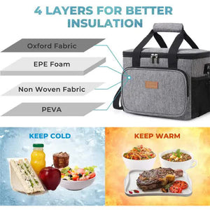 Grey Large Capacity Picnic Bag Waterproof Peva Insulated Cooler Outdoor Car Use And Shoulder Crossbody Thermo