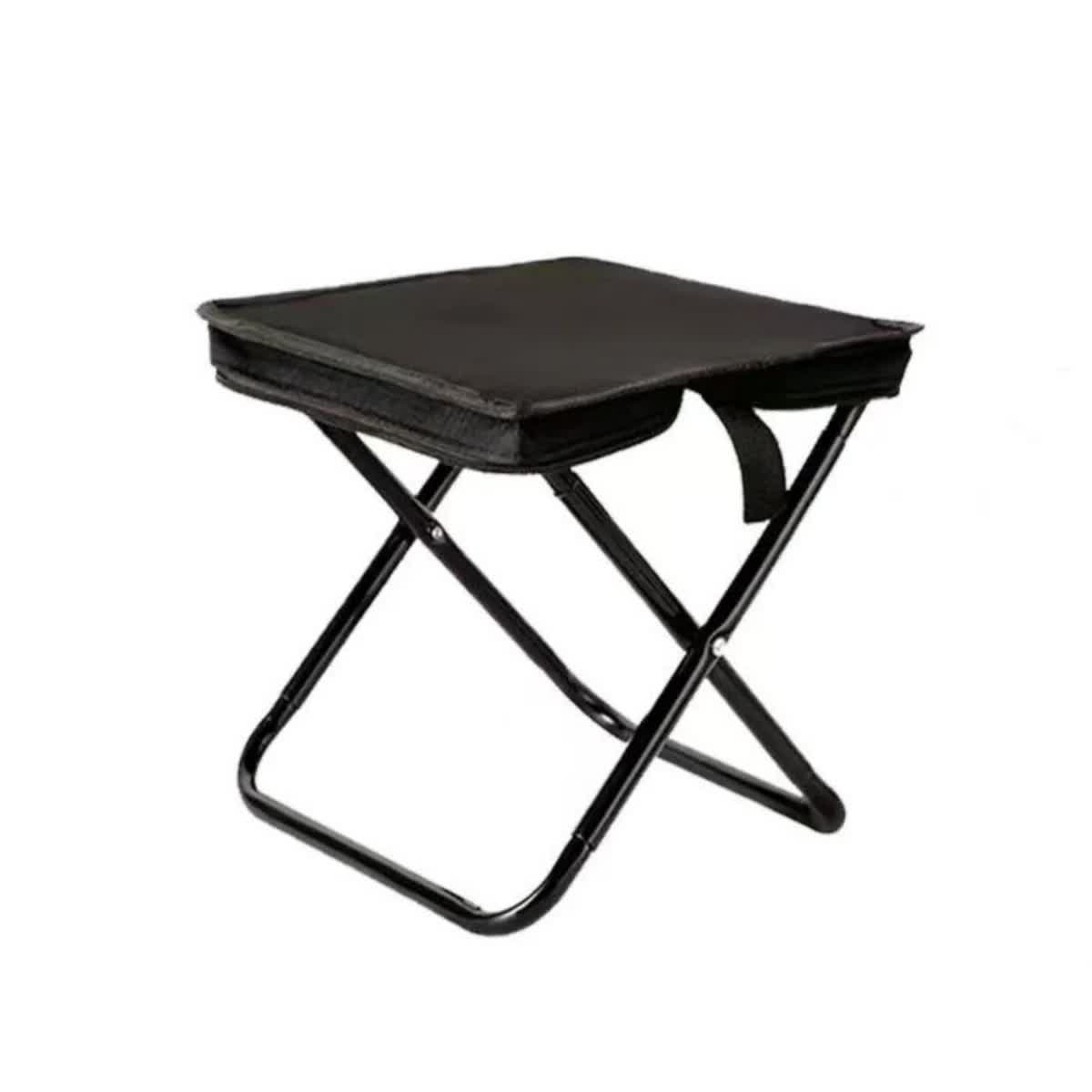 Black Outdoor Folding Stool With Carrying Handle Portable Camping Seat Fishing Chair Collapsible Zipper For Outdoors Que