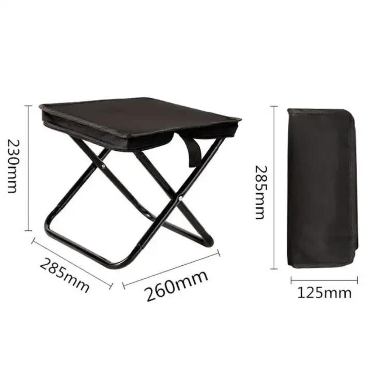 Black Outdoor Folding Stool With Carrying Handle Portable Camping Seat Fishing Chair Collapsible Zipper For Outdoors Que