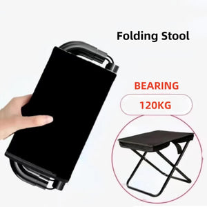 Black Outdoor Folding Stool With Carrying Handle Portable Camping Seat Fishing Chair Collapsible Zipper For Outdoors Que