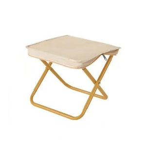 Beige Outdoor Folding Stool With Carrying Handle Portable Camping Seat Fishing Chair Collapsible Zipper For Outdoors Que