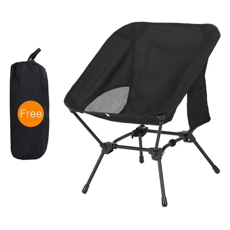 Black Portable Lightweight Folding Beach Chair Compact Fishing With Square Legs For Outdoor Use