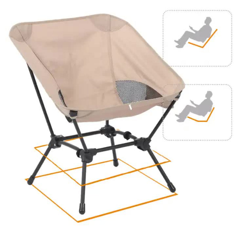 Black Portable Lightweight Folding Beach Chair Compact Fishing With Square Legs For Outdoor Use