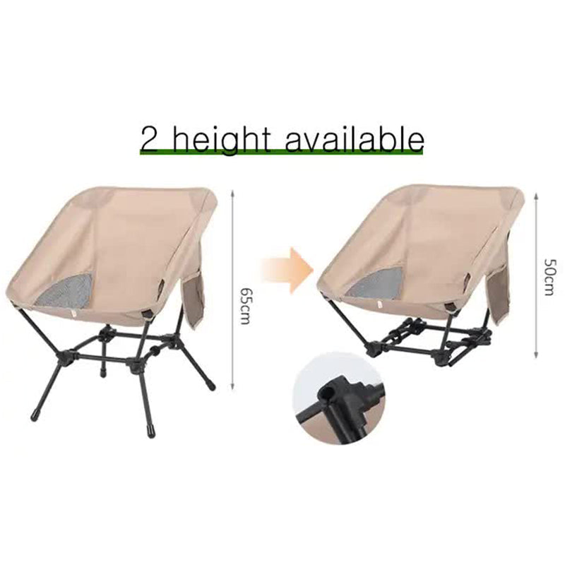 Black Portable Lightweight Folding Beach Chair Compact Fishing With Square Legs For Outdoor Use