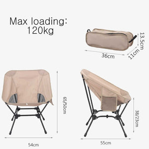 Beige Portable Lightweight Folding Beach Chair Compact Fishing With Square Legs For Outdoor Use