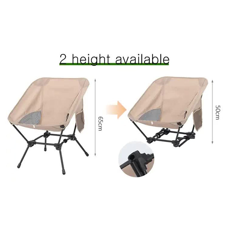 Beige Portable Lightweight Folding Beach Chair Compact Fishing With Square Legs For Outdoor Use