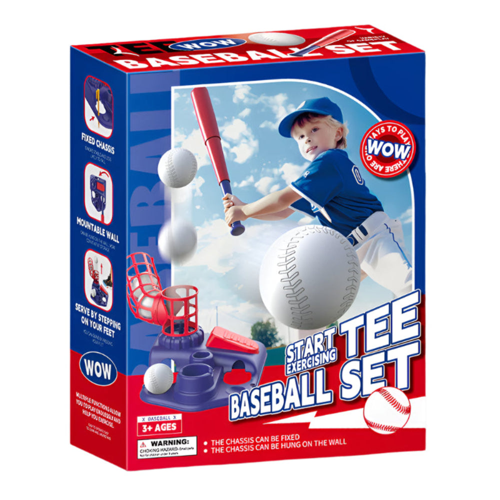 Blue Pedal Serve Drill Baseball Pitching Training Toy Set Outdoor Parent Child Softball Batting Practice Kit