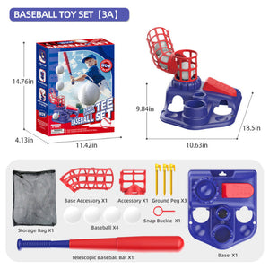 Blue Pedal Serve Drill Baseball Pitching Training Toy Set Outdoor Parent Child Softball Batting Practice Kit