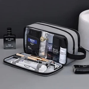 Black Elite Series 3 Layer Large Capacity Men's Toiletry Bag Portable Travel Cosmetic Organizer With Premium Design